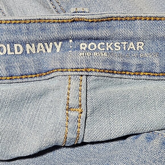Old Navy Rockstar Mid Rise Jeans Womens Size 14P Skinny Light Wash Denim - Picture 5 of 6